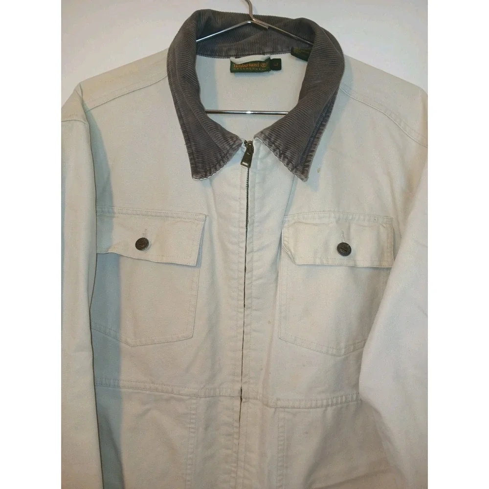 Vintage Timberland Barn Jacket Khaki Size L Weather Gear Field Chore Coat Y2K AC